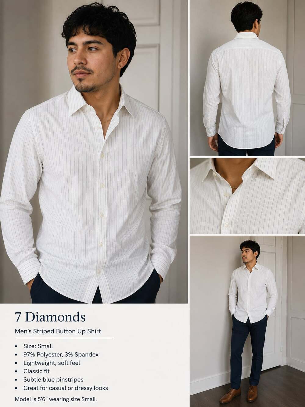 7 Diamonds Men's Striped Button Up Shirt Size Small